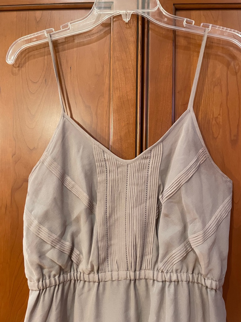 Silk Broadway & Broome Taupe Brown/Gray Spaghetti-Strap Pintuck Dress | Sundress